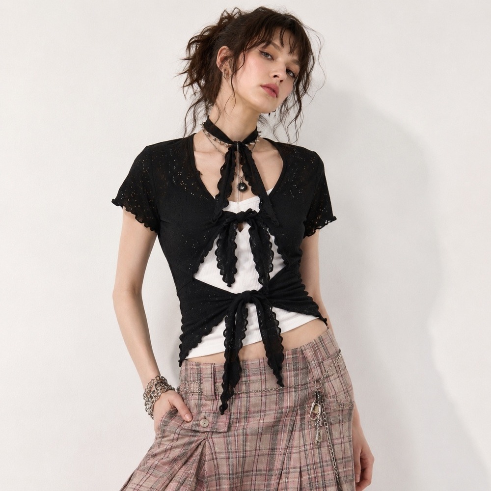 Rare Anna Sui Target Black Mesh Waterfall Shrug 2009 Fairy Grunge Whimsigoth XL